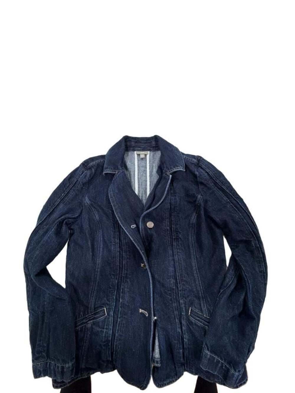 J. Jill Women's Petite Dark Wash Denim Blazer Jacket